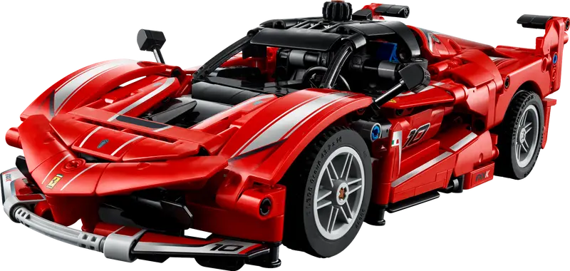 Lego Technic Ferrari FXX K showing detailed mechanical components and working functions