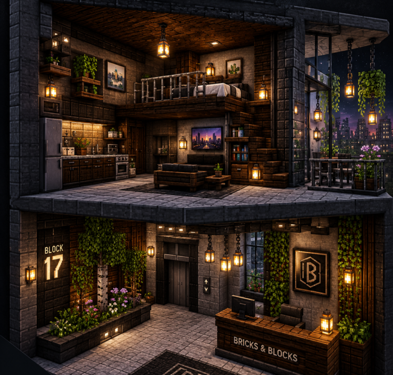 Apartment Building Interiors: Urban Minecraft Living