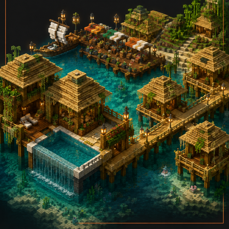 Minecraft Tropical Architecture: Bamboo Cities and Resort Complexes