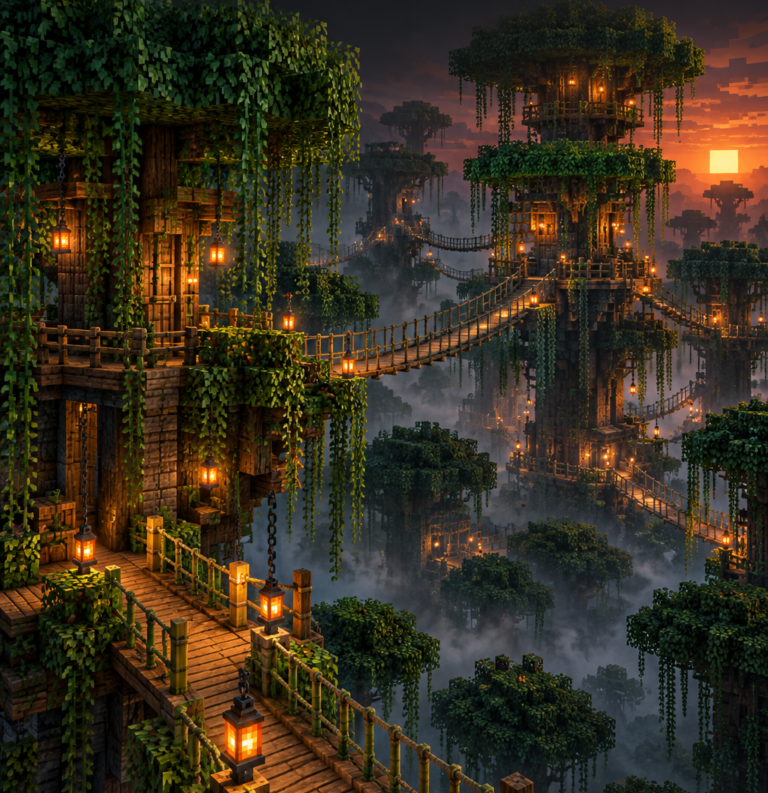 Jungle Canopy Bridge Network: Connecting Trees with Style
